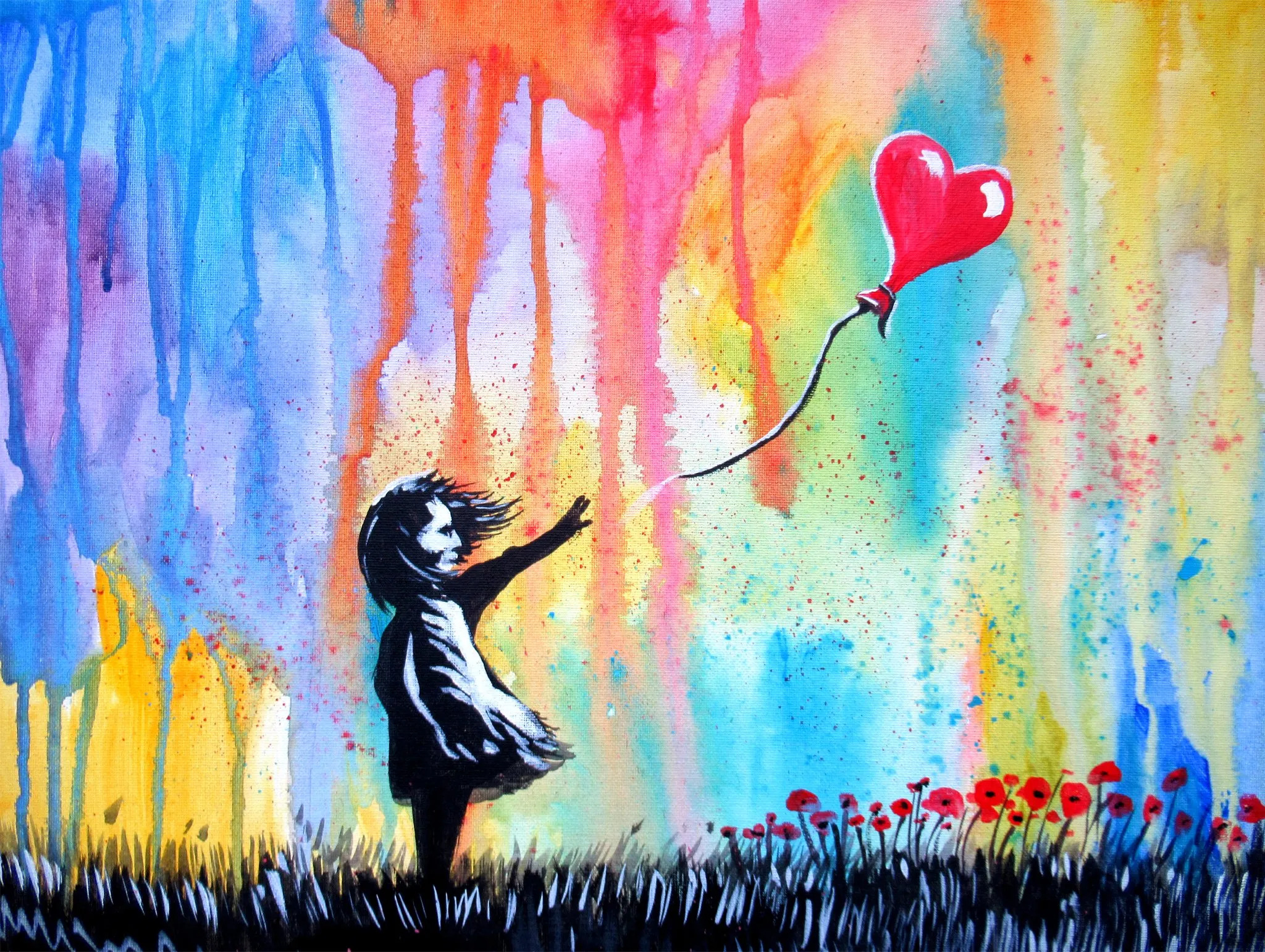 Sip and Paint Balloon Girl Street Art!