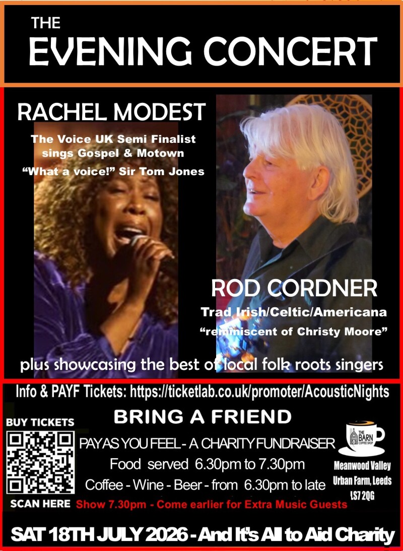 RACHEL MODEST || ROD CORDNER in a double headliner Charity Fundraiser concert